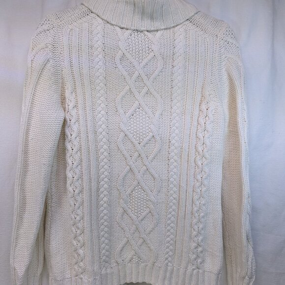 Vintage Eddie Bauer Cotton Cable  Knit Sweater Shawl Collar - Picture 2 of 12